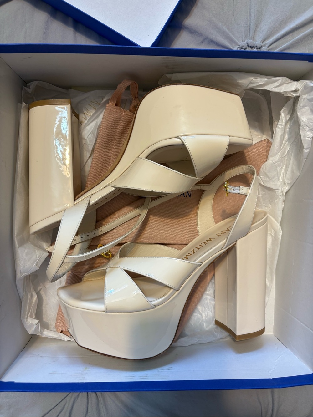 Stuart Weitzman Miami Patent Platform Pumps - Cream